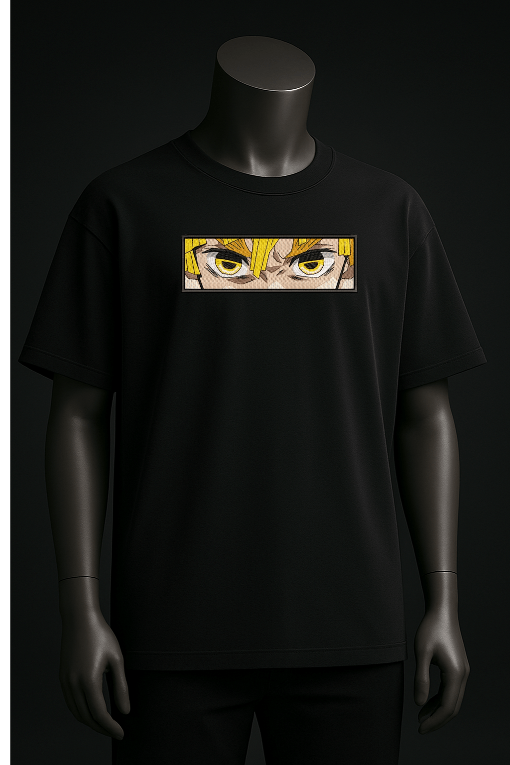 Zenitsu Thunder Gaze Embroidered Oversized Tee – Anime Streetwear - YS