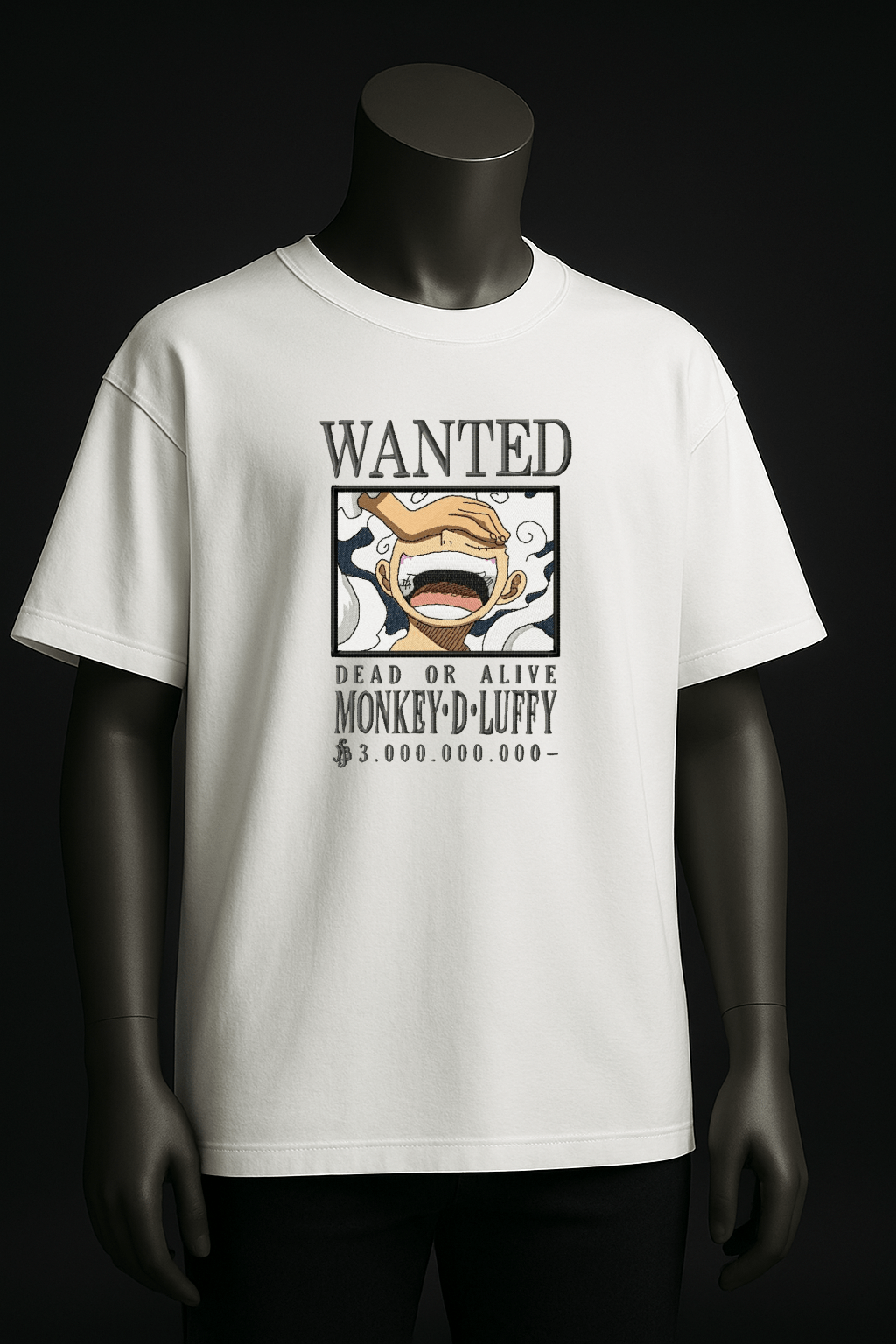 One Piece Luffy Wanted Poster Embroidery Tee – Oversized Streetwear - YS