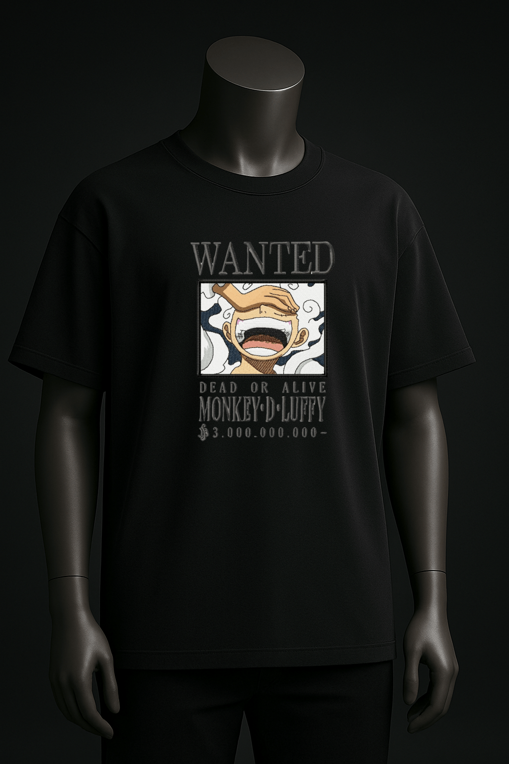 One Piece Luffy Wanted Poster Embroidery Tee – Oversized Streetwear - YS