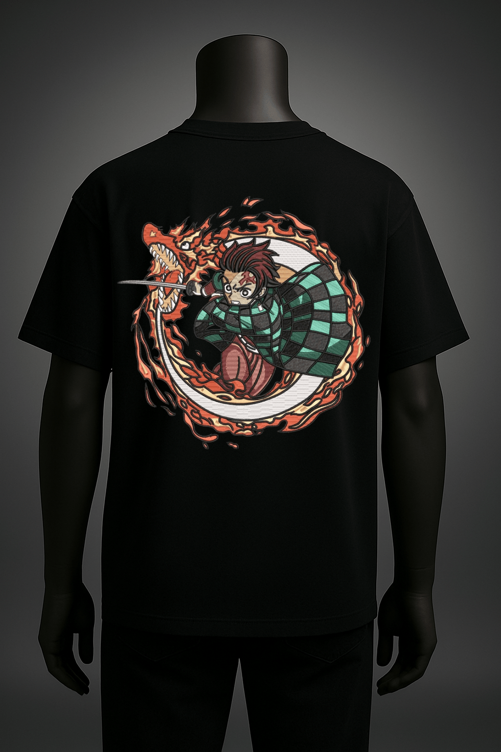 Tanjiro Fire Dragon Oversized Anime T-Shirt – Demon Slayer Edition - YS