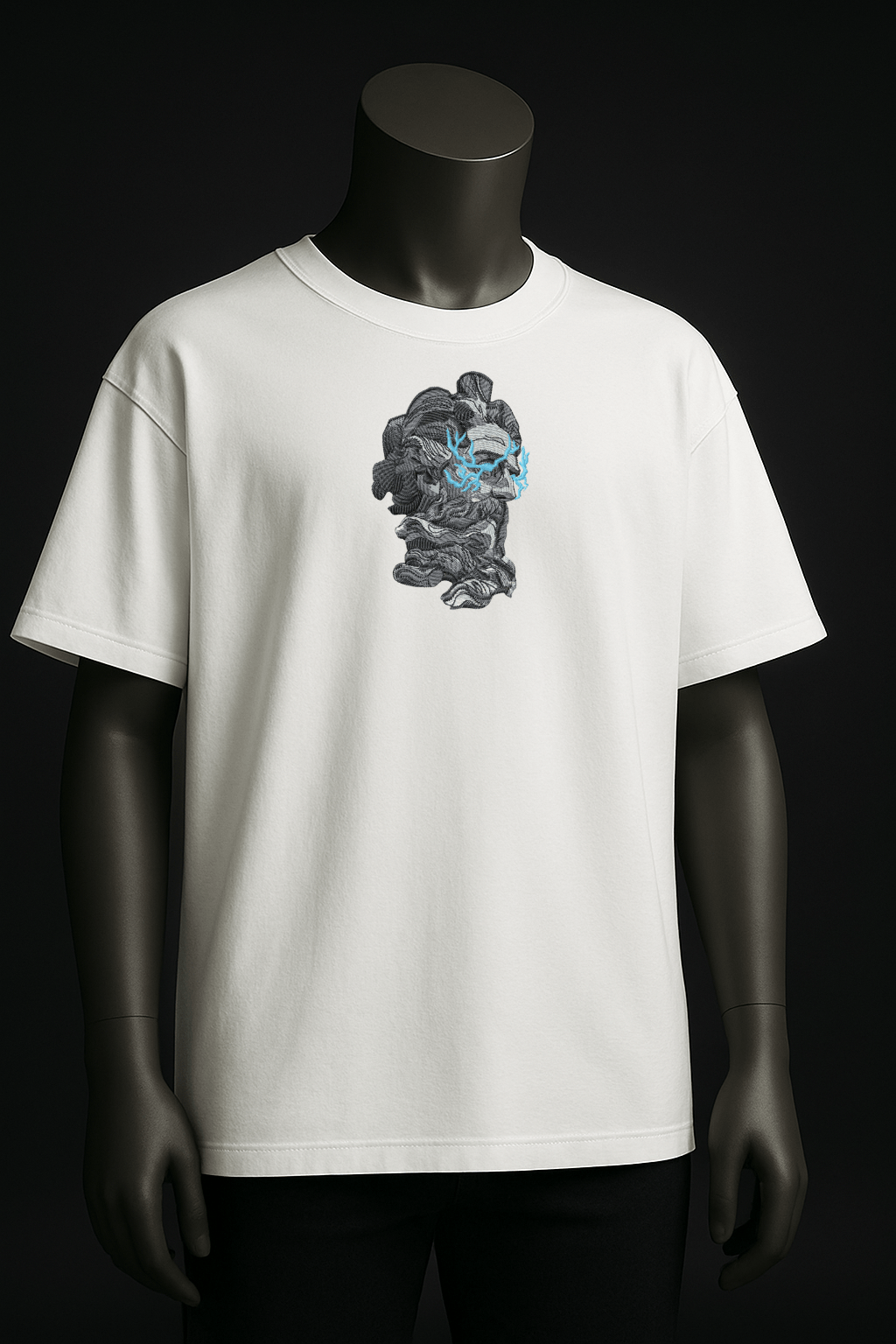 Zeus Thunder Embroidered Tee – Power of the Gods - YS